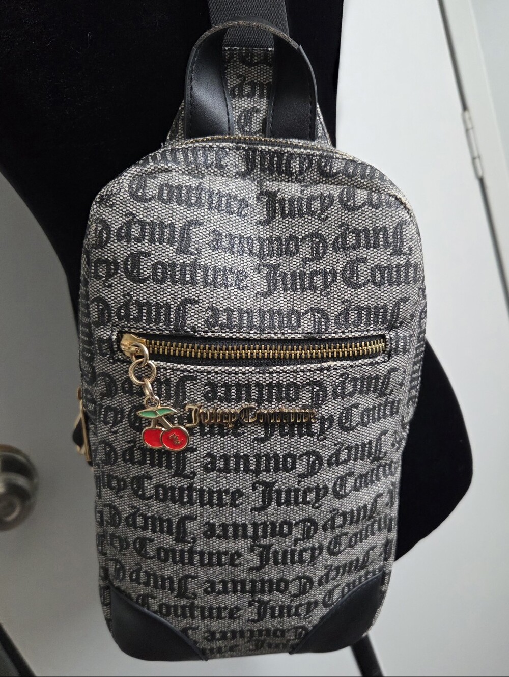 Juicy Couture Juicy Fruit Cherry Charm Sling Logo Backpack Sling Bag